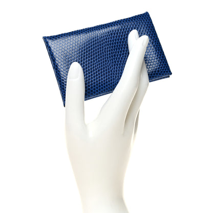 Hermes Lizard Calvi Card Case Bleu Saphir 2 of 11