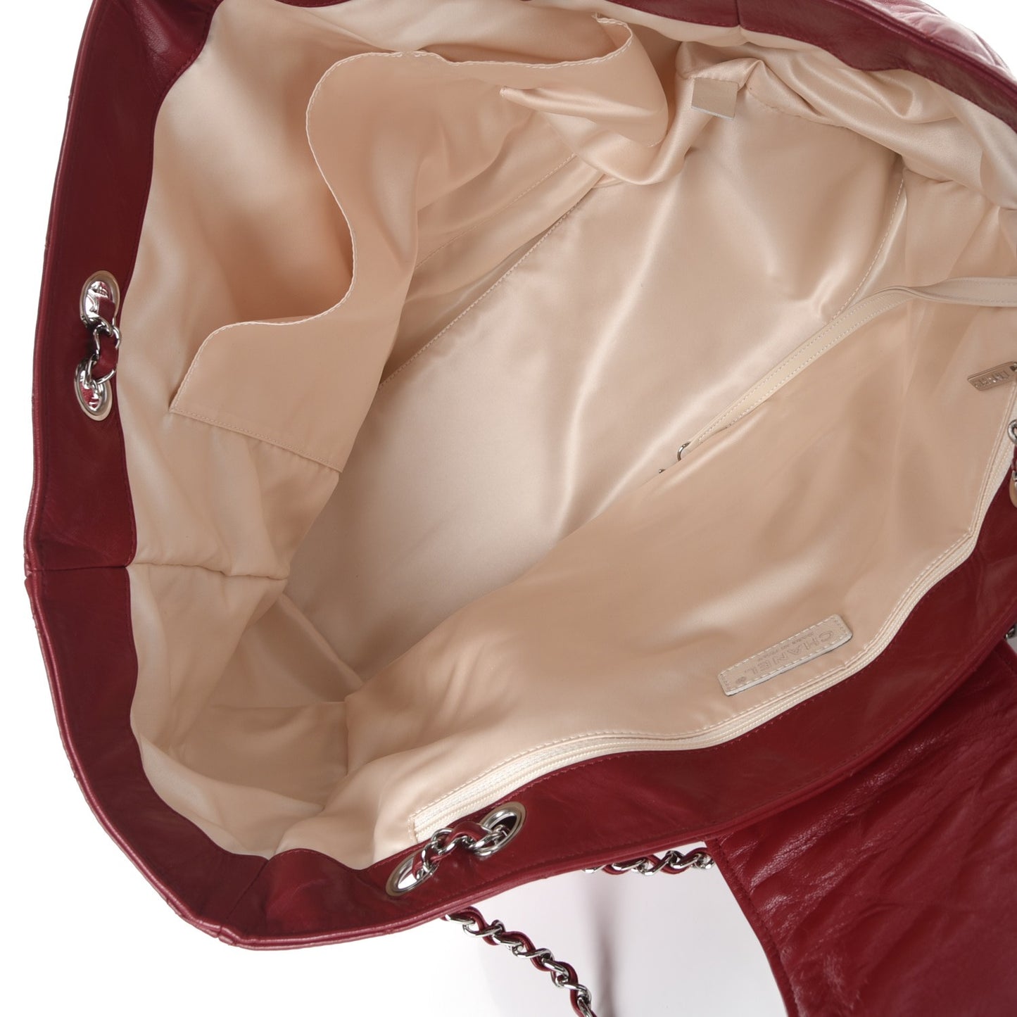 Lambskin Quilted East West Large Tote Red