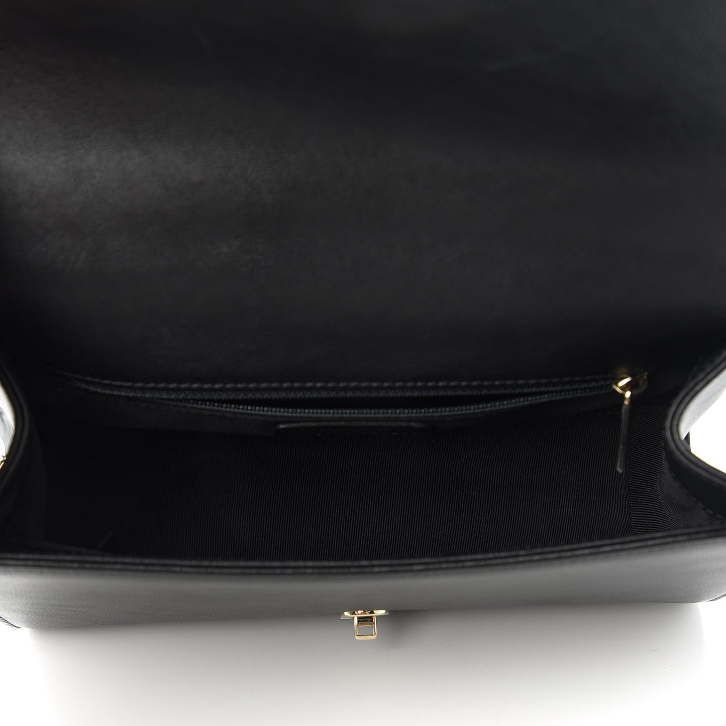 Grained Calfskin Quilted Medium Label Click Flap Bag Black