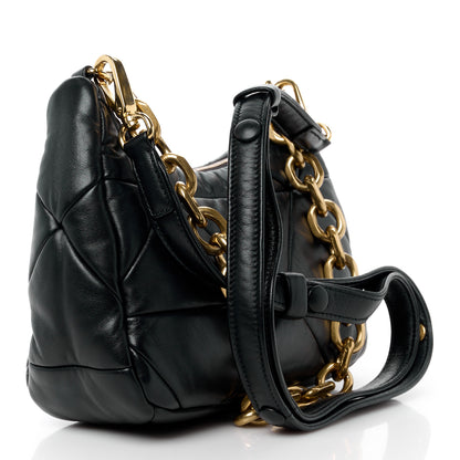 Prada Nappa Re-Nylon Triangle Quilted Patchwork System Shoulder Bag Black 3 of 12