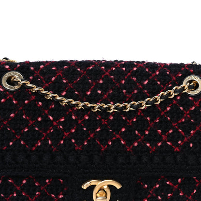 Chanel Knit Quilted Mini Rectangular Flap Black Burgundy 7 of 9
