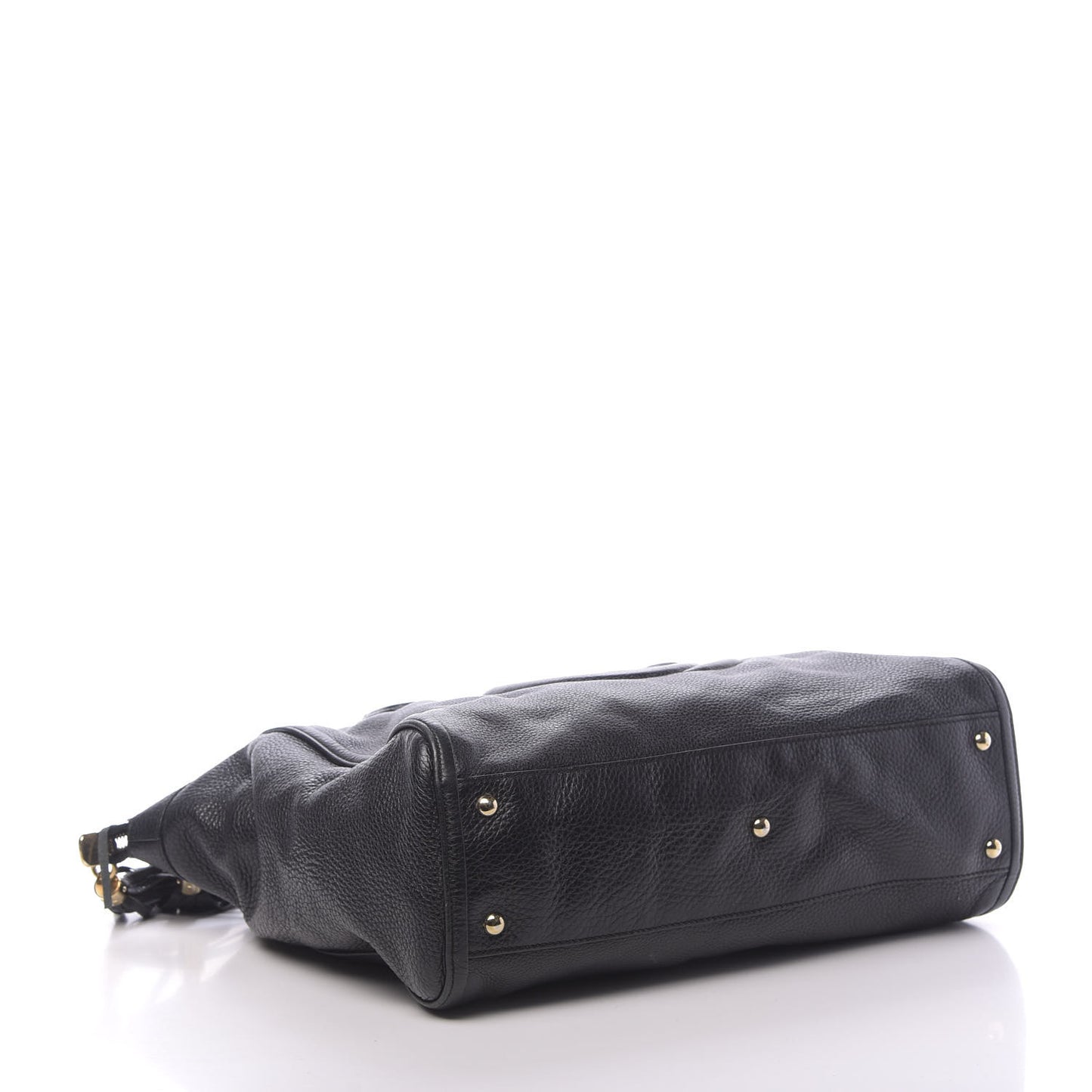 Pebbled Calfskin Large Soho Top Handle Bag Black