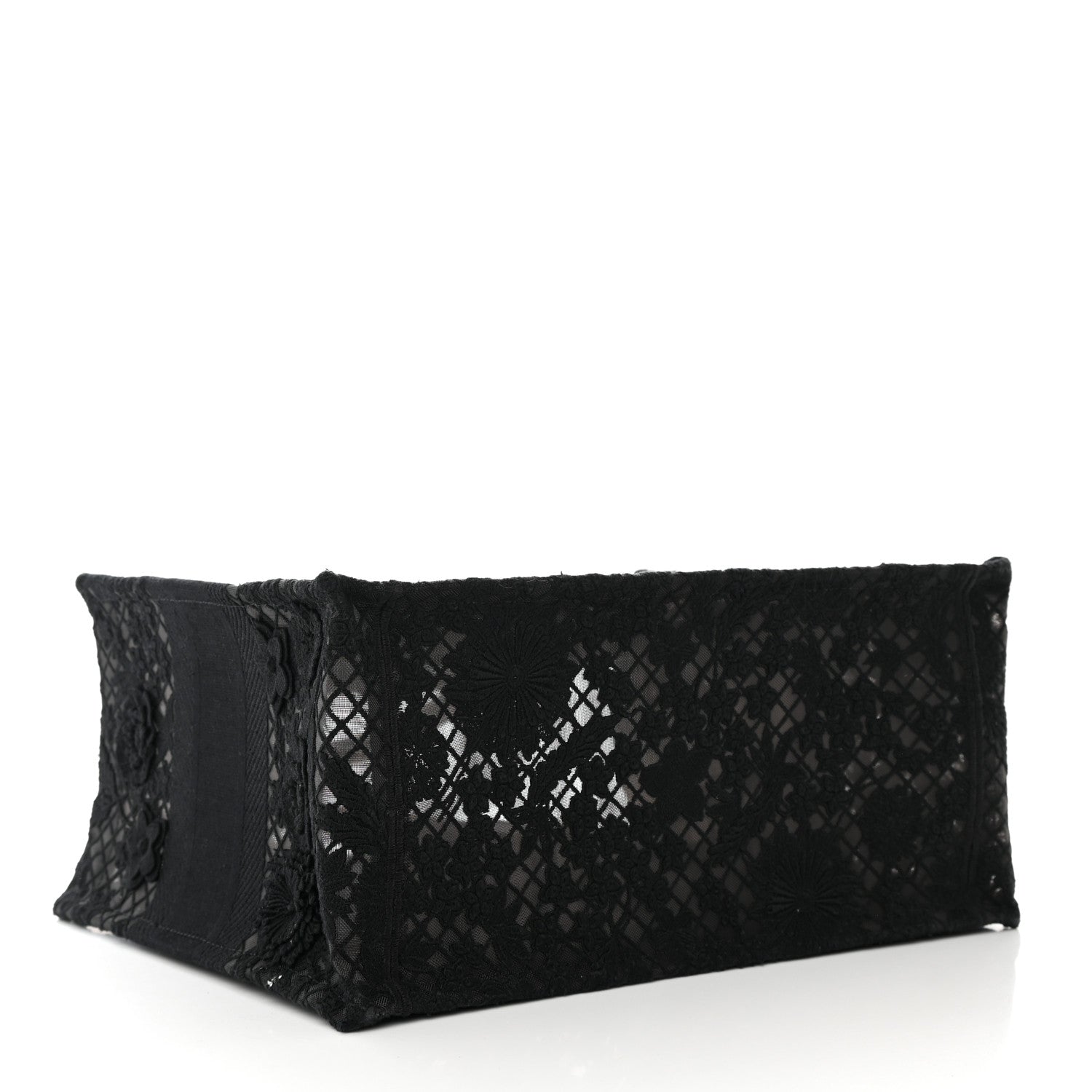 Christian Dior Embroidered 3D Macrame D-Lace Butterfly Medium Book Tote Black Multicolor 4 of 12