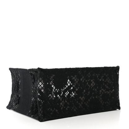 Christian Dior Embroidered 3D Macrame D-Lace Butterfly Medium Book Tote Black Multicolor 4 of 12