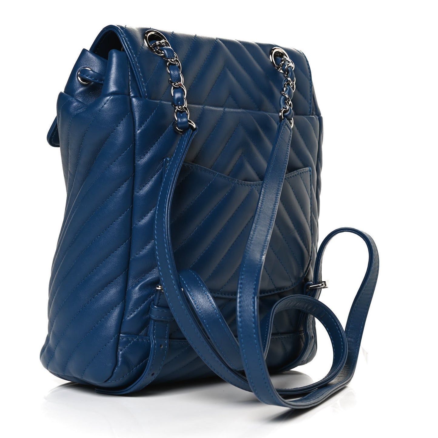 Lambskin Chevron Quilted Small Urban Spirit Backpack Blue