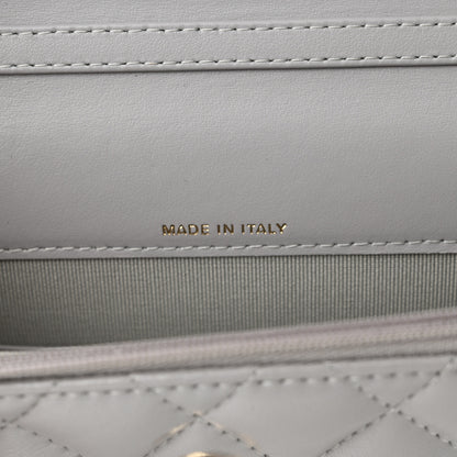 Chanel Lambskin Pearl Quilted Flap Phone Holder With Chain Grey 7 of 13