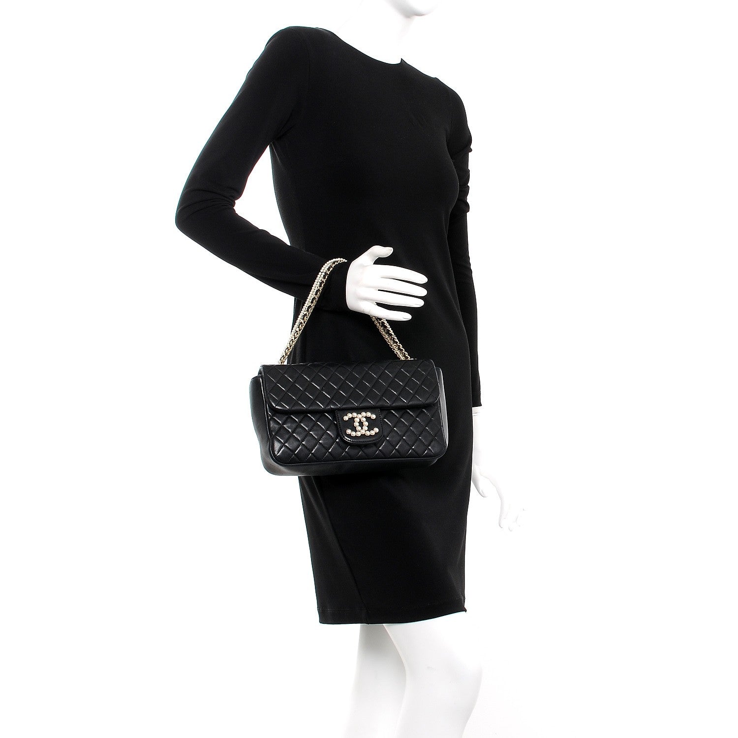 Chanel Lambskin Quilted Medium Westminster Pearl Flap Black 2 of 10