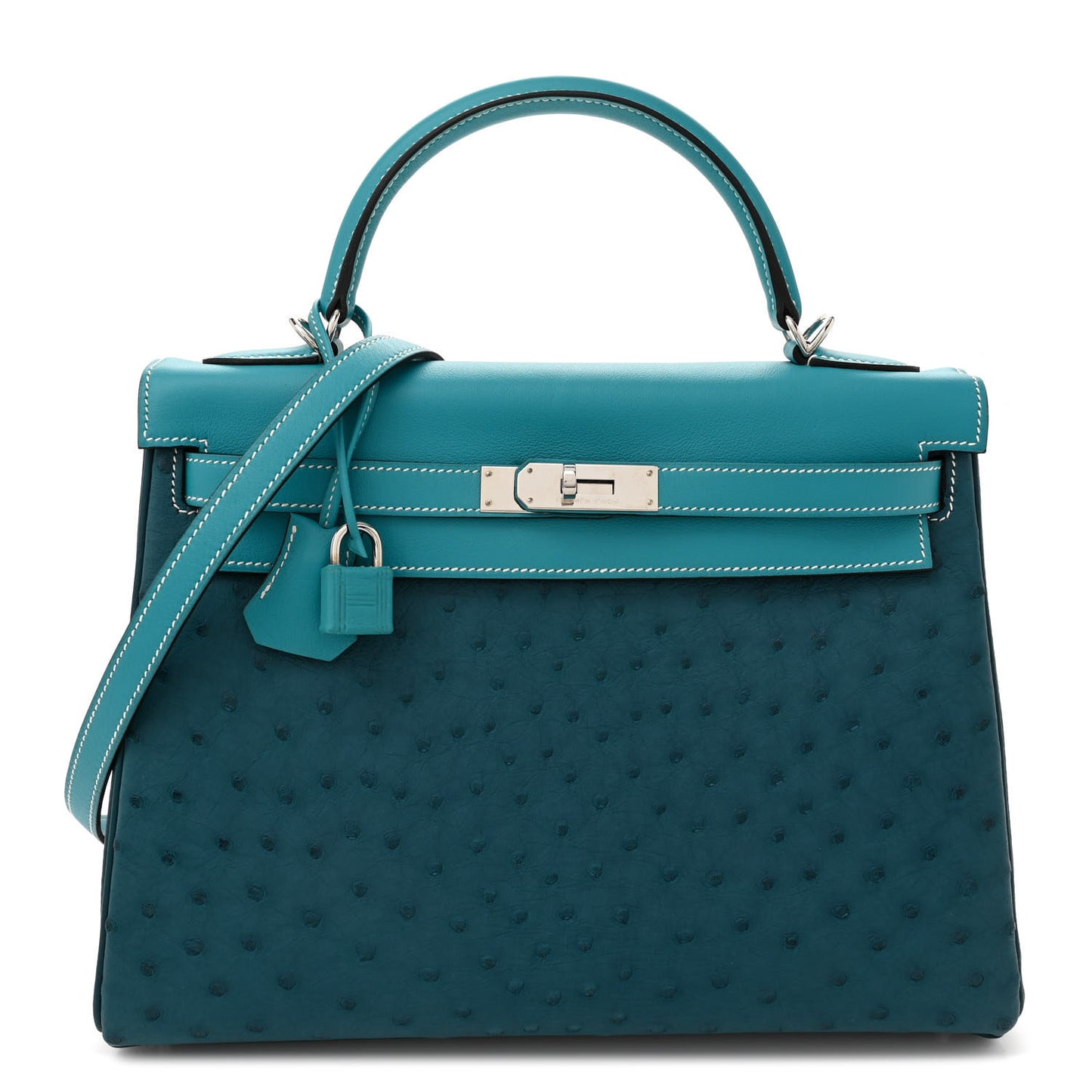 Ostrich Swift Taurillon Clemence Kelly Retourne 32 Cobalt Turquoise Colvert