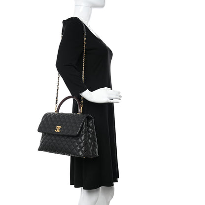 Chanel Caviar Lizard Quilted Medium Coco Handle Flap Black 2 of 10