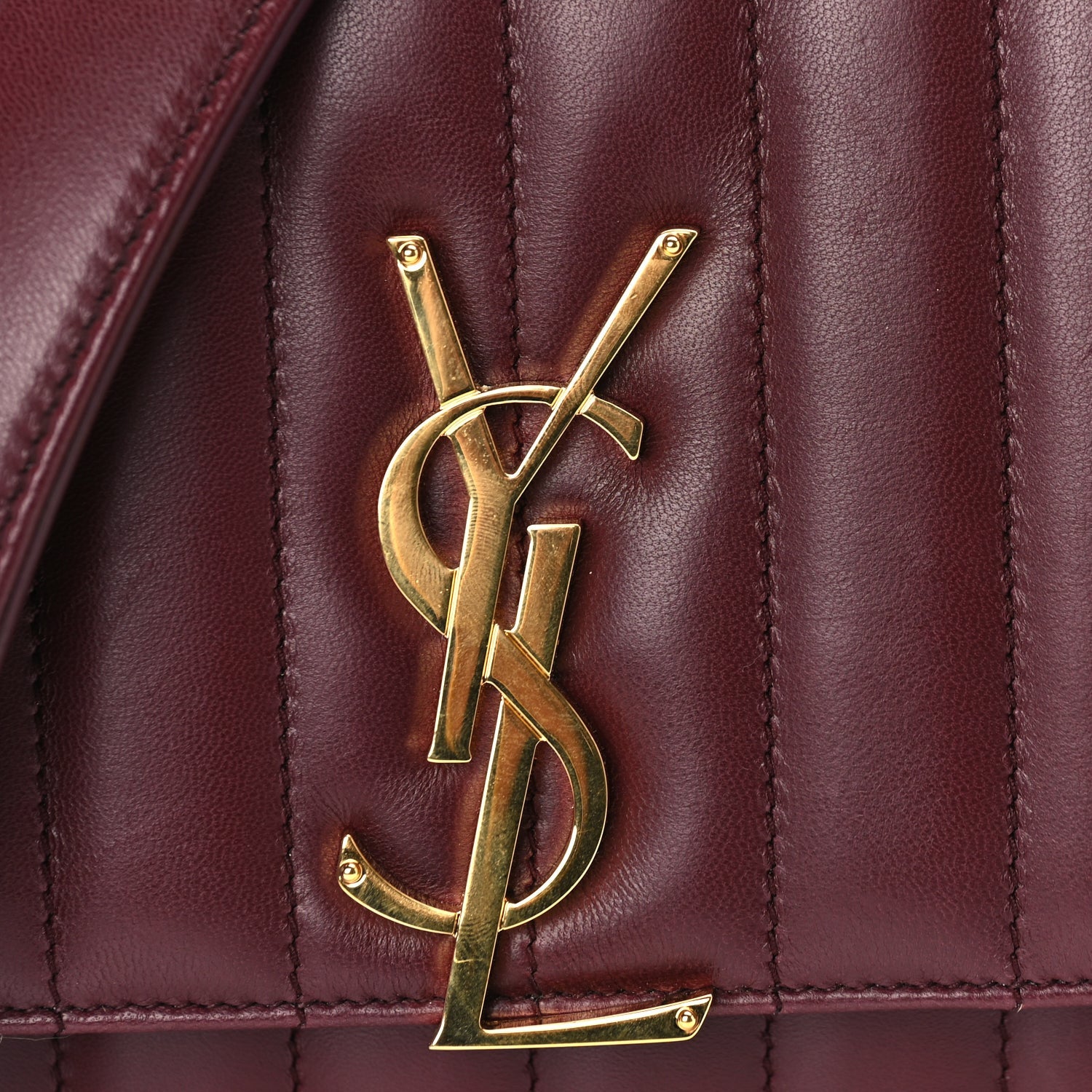Saint Laurent Lambskin Matelasse Monogram Medium Vicky Chain Bag Dark Legion Red 6 of 8