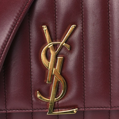 Saint Laurent Lambskin Matelasse Monogram Medium Vicky Chain Bag Dark Legion Red 6 of 8