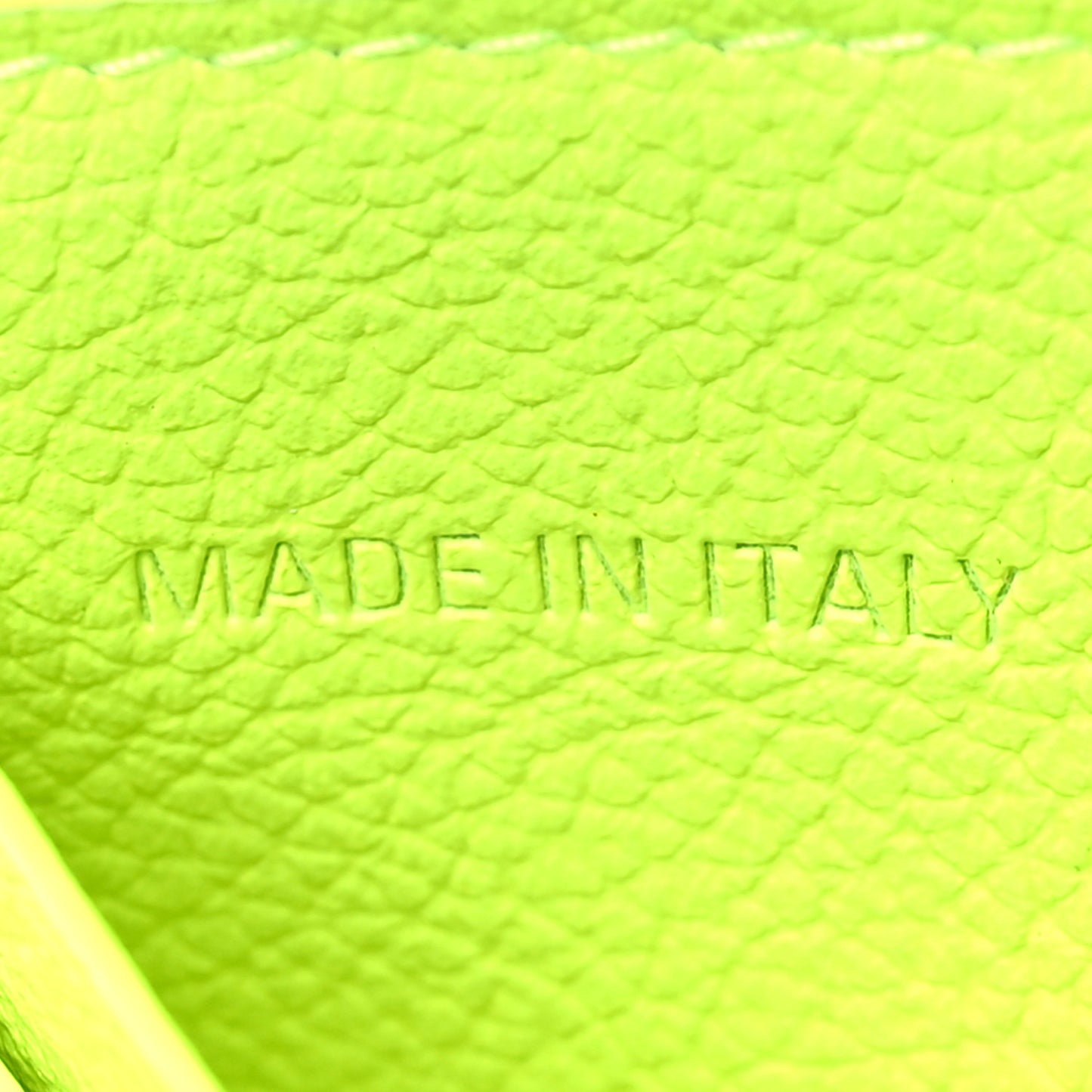 Grained Calfskin Logo Cash Card Holder Fluo Yellow Black