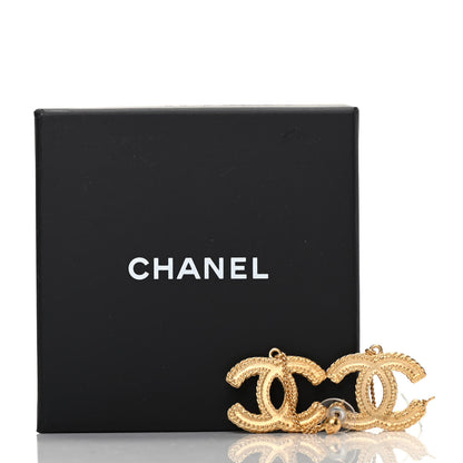 Chanel CC Drop Earrings Matte Gold 5 of 5