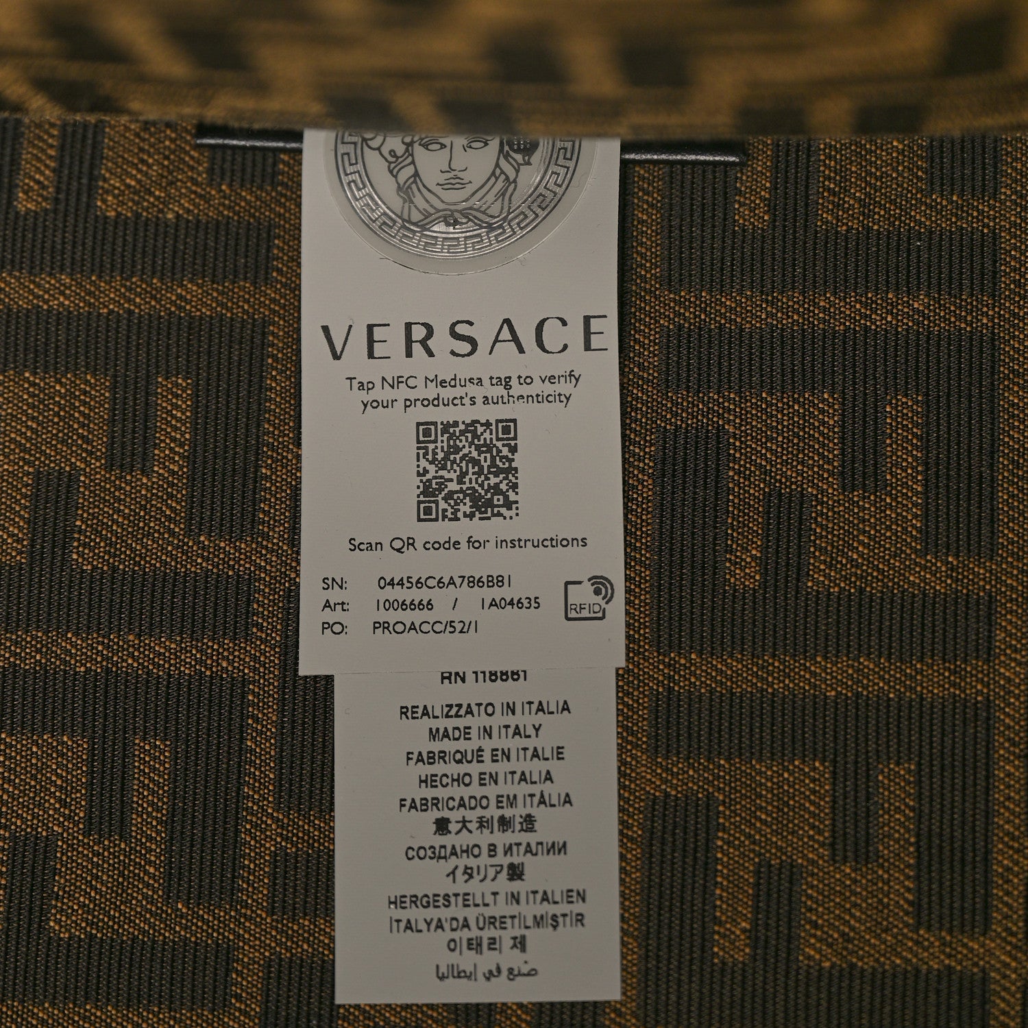 Fendi X VERSACE Fabric Jacquard Calfskin Plexiglass Fendace FF Medusa Studded Large Fendi Sunshine Shopper Tote Marrone Fuxia 7 of 10