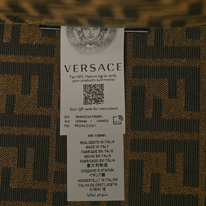 Fendi X VERSACE Fabric Jacquard Calfskin Plexiglass Fendace FF Medusa Studded Large Fendi Sunshine Shopper Tote Marrone Fuxia 7 of 10