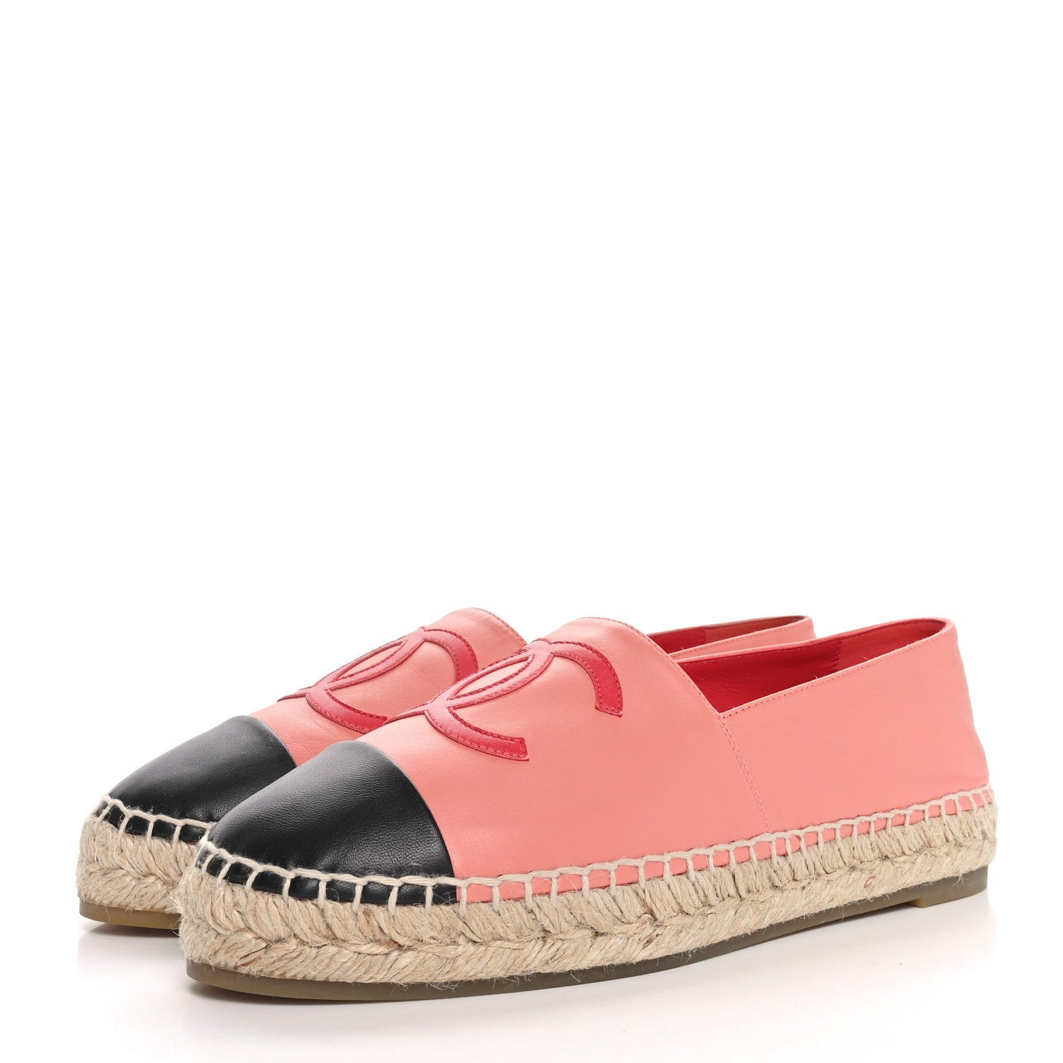 Chanel Lambskin CC Espadrilles 39 Pink Red Black 4 of 7