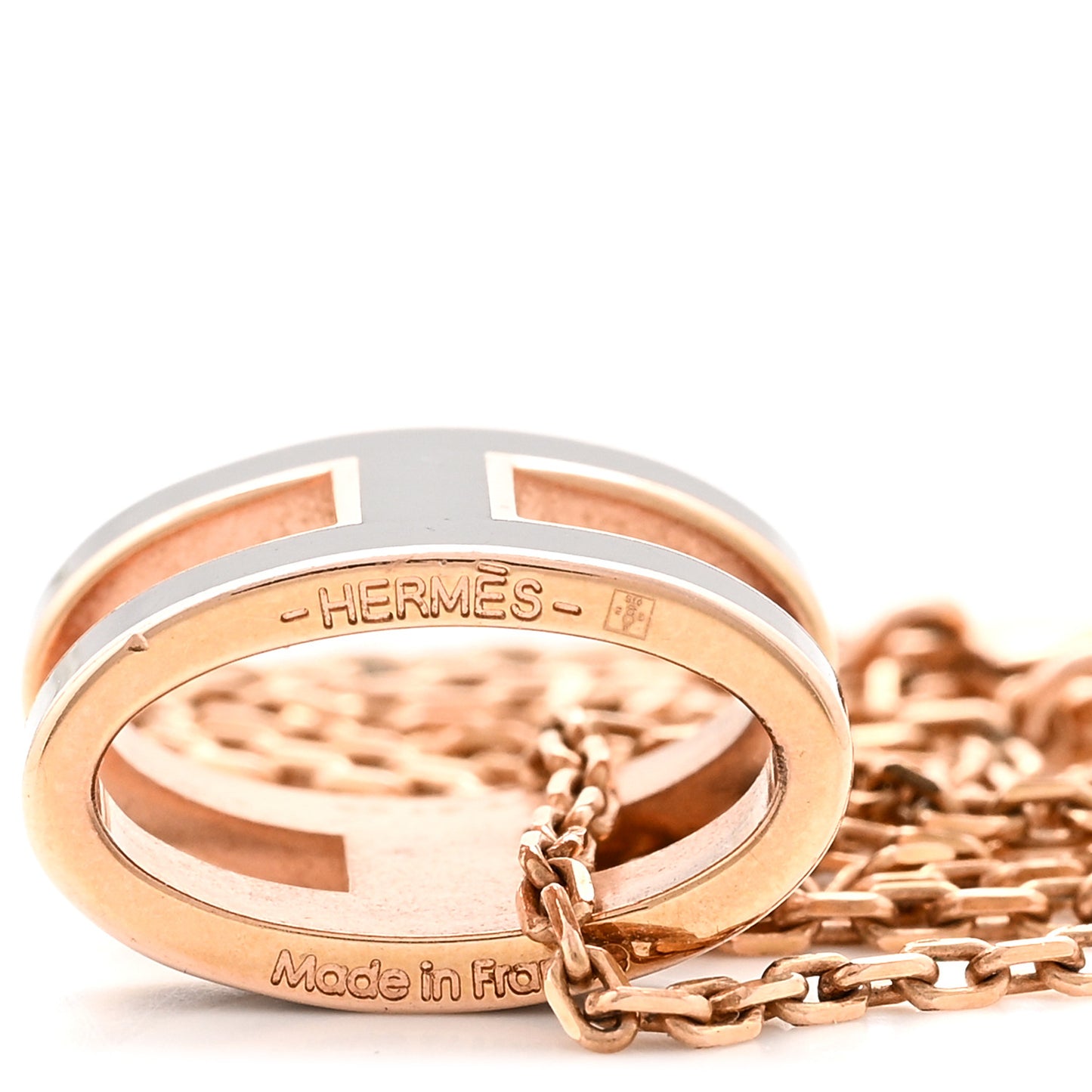 Lacquered Rose Gold Pop H Pendant Necklace Black