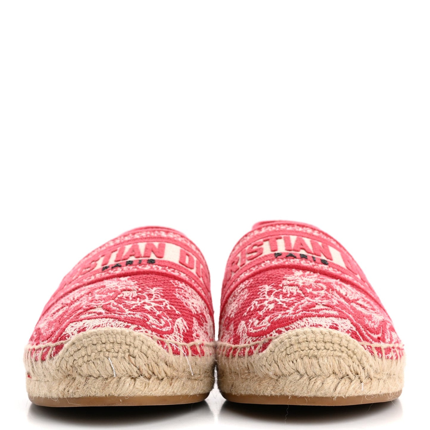 Embroidered Toile De Jouy Granville Espadrille 38.5 Raspberry