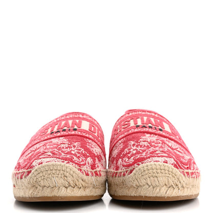 Christian Dior Embroidered Toile De Jouy Granville Espadrille 38.5 Raspberry 3 of 7