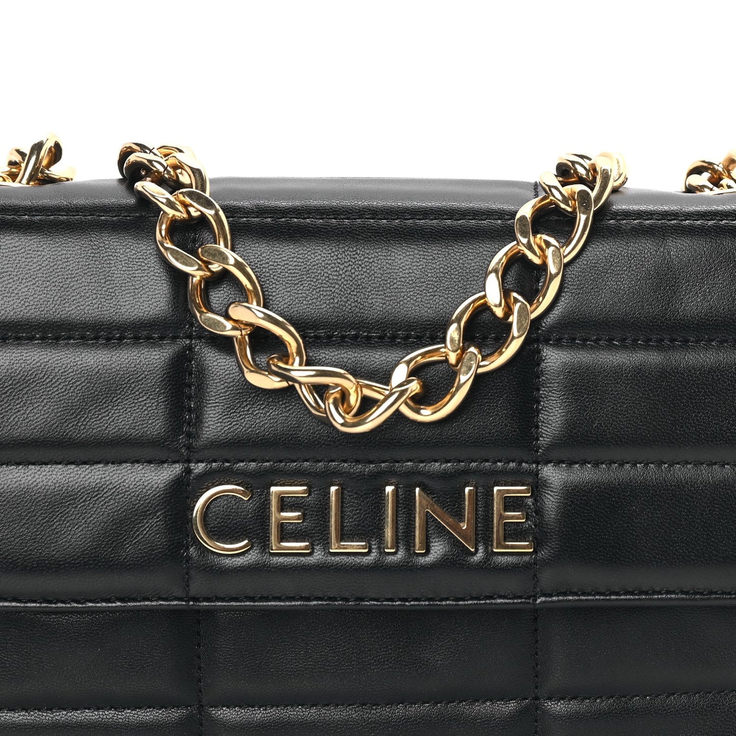 Goatskin Matelasse Chain Shoulder Bag  Black