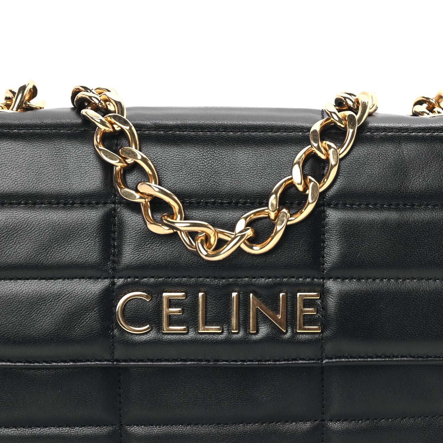 Celine Goatskin Matelasse Chain Shoulder Bag  Black 6 of 7