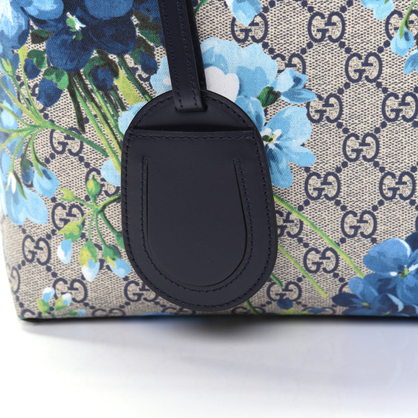 GG Supreme Monogram Blooms Small Reversible Tote Beige Blue Navy