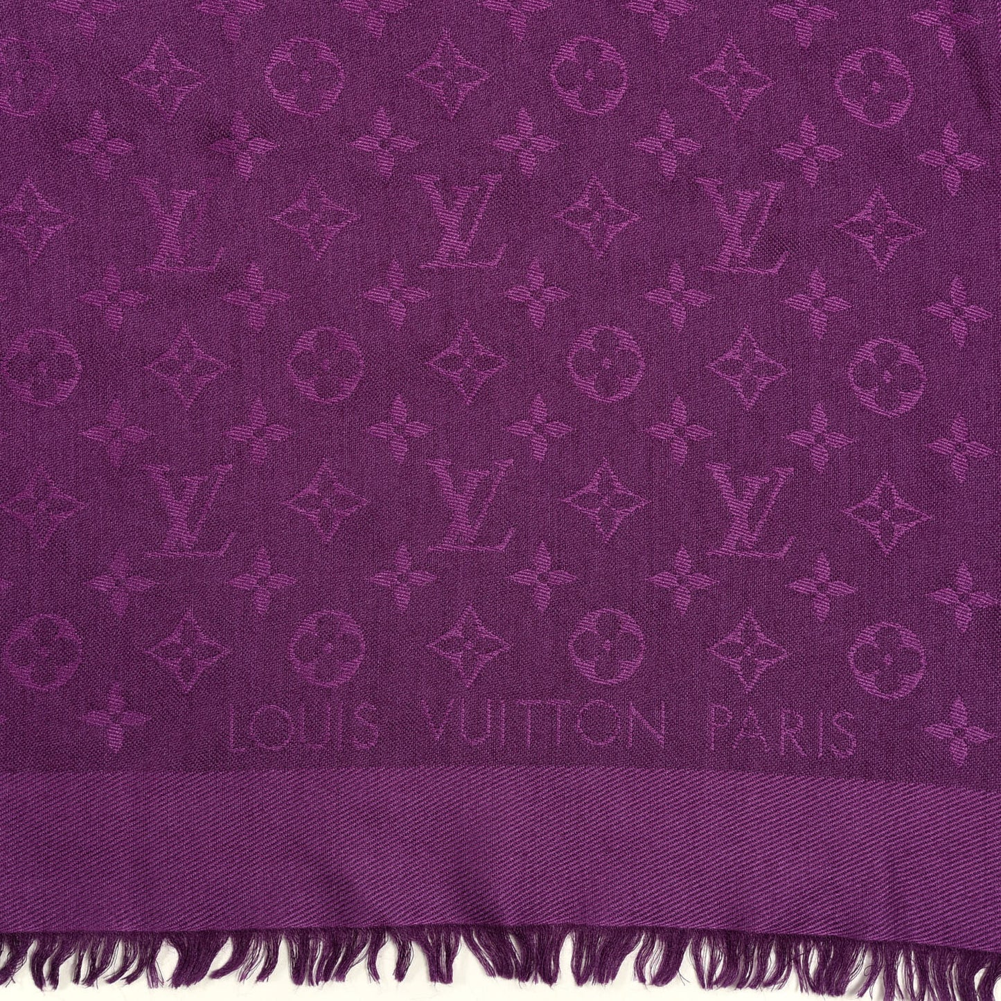 Wool Silk Monogram Shawl Cassis