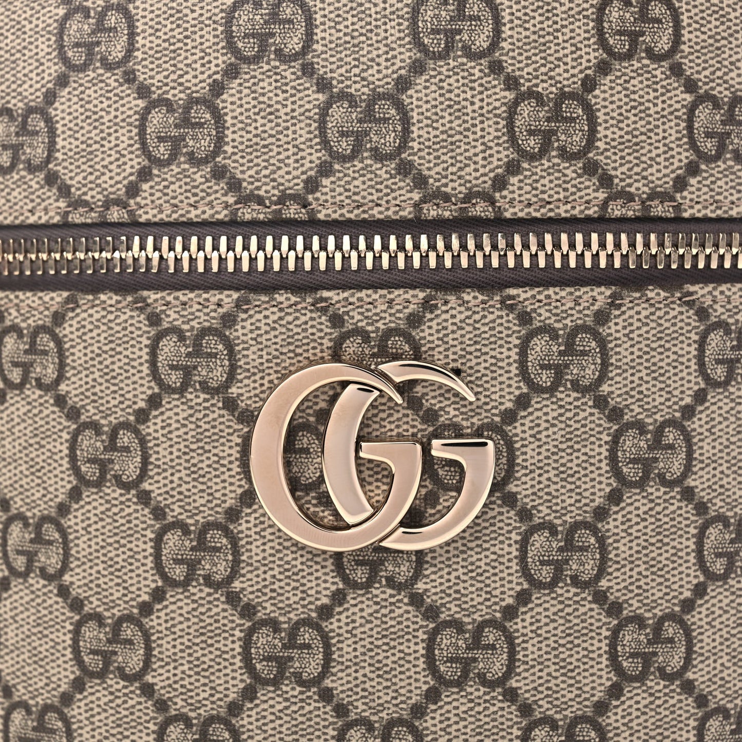 GG Supreme Monogram Ancora Calfskin Vanity Cosmetic Case Beige Ebony Rosso