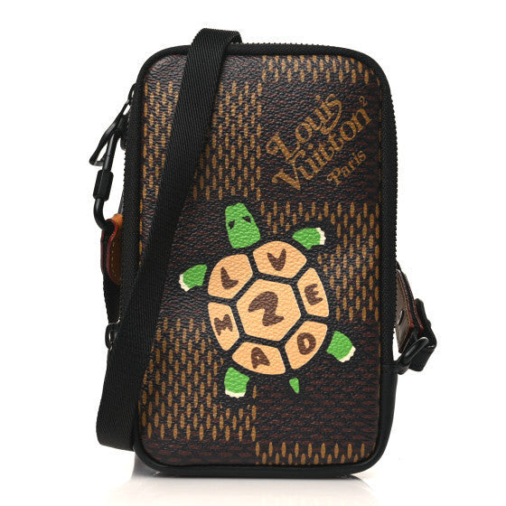 Louis Vuitton NIGO Giant Damier Ebene Tortoise Double Phone Pouch 1 of 9