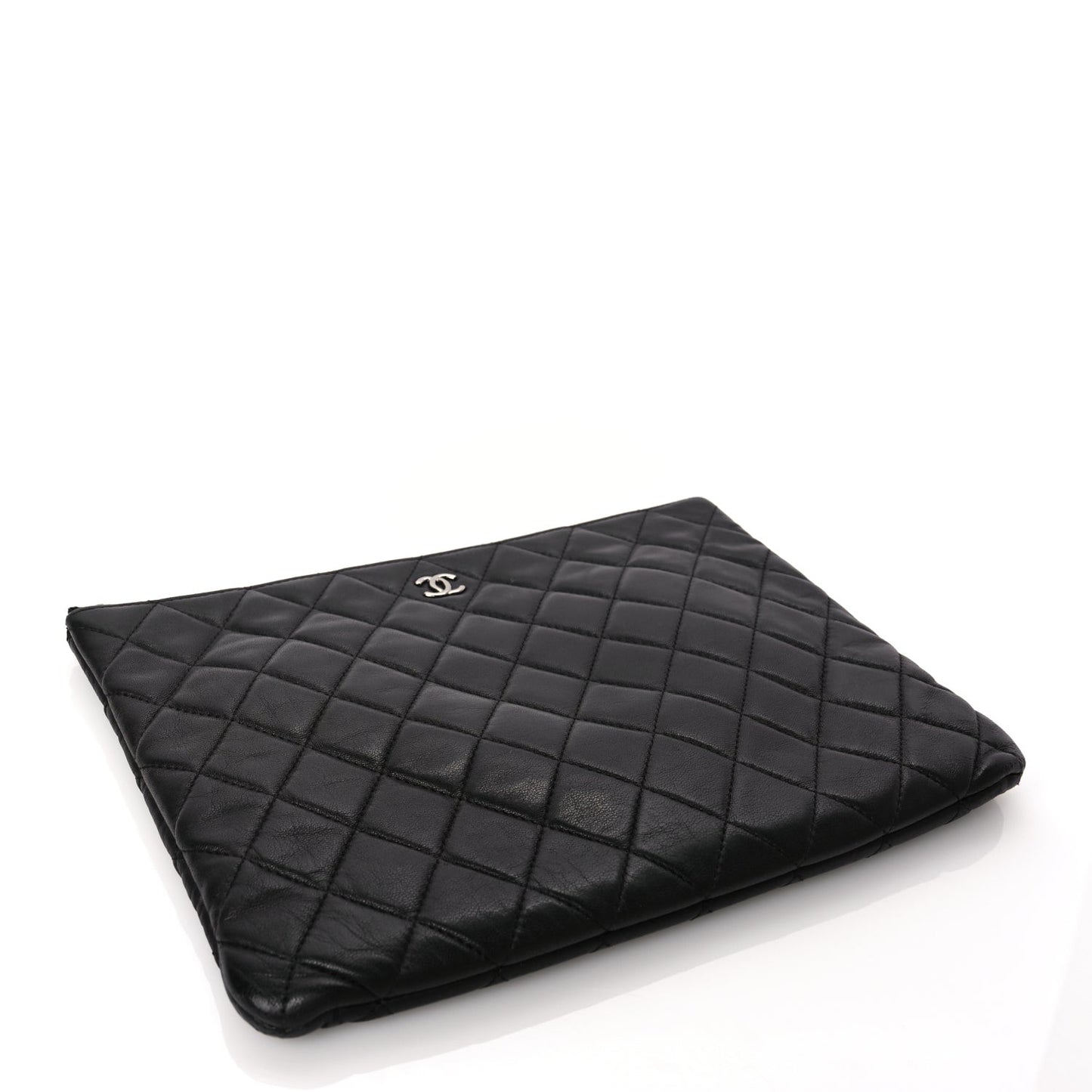 Lambskin Quilted Medium Cosmetic Case Black