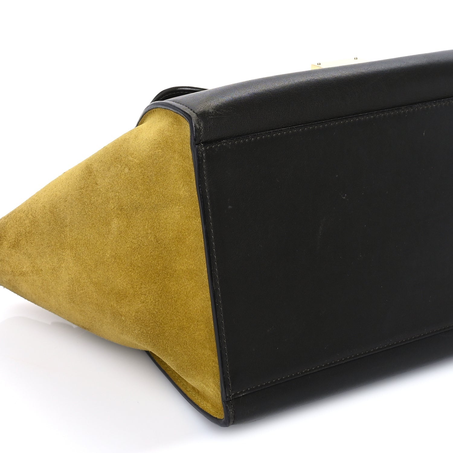 Celine CELINE Smooth Calfskin Suede Medium Tri-Color Trapeze Mustard  Mustard 7 of 8