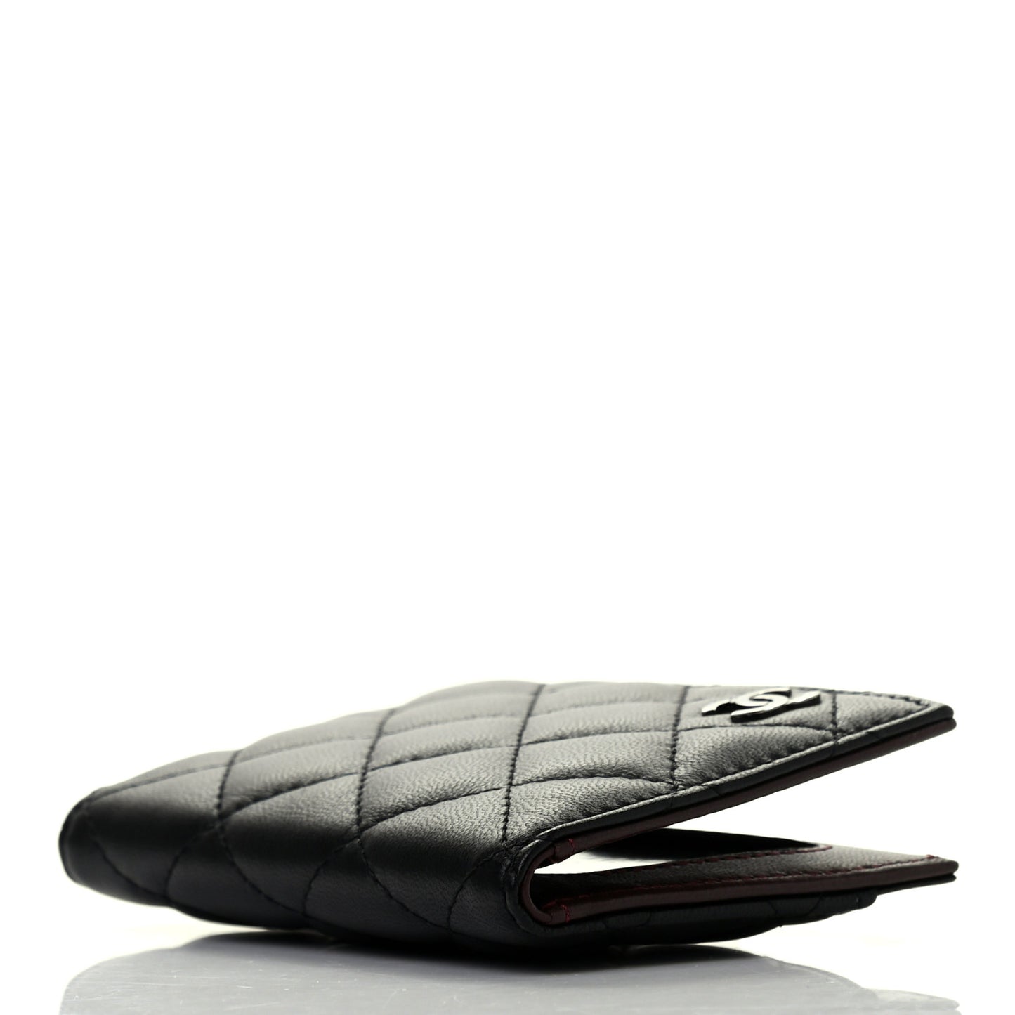 Lambskin Quilted Card Holder Wallet Black