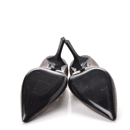 Louis Vuitton Calfskin Monogram Eldorado Pumps 37.5 Cacao 5 of 11