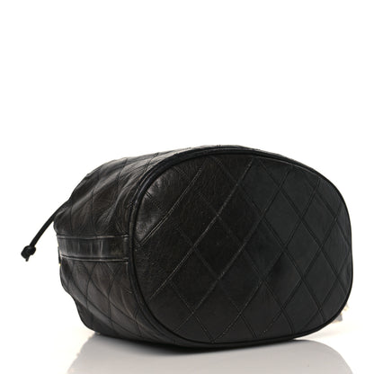 Chanel Lambskin Diamond Stitched CC Drawstring Shoulder Bag Black 4 of 13