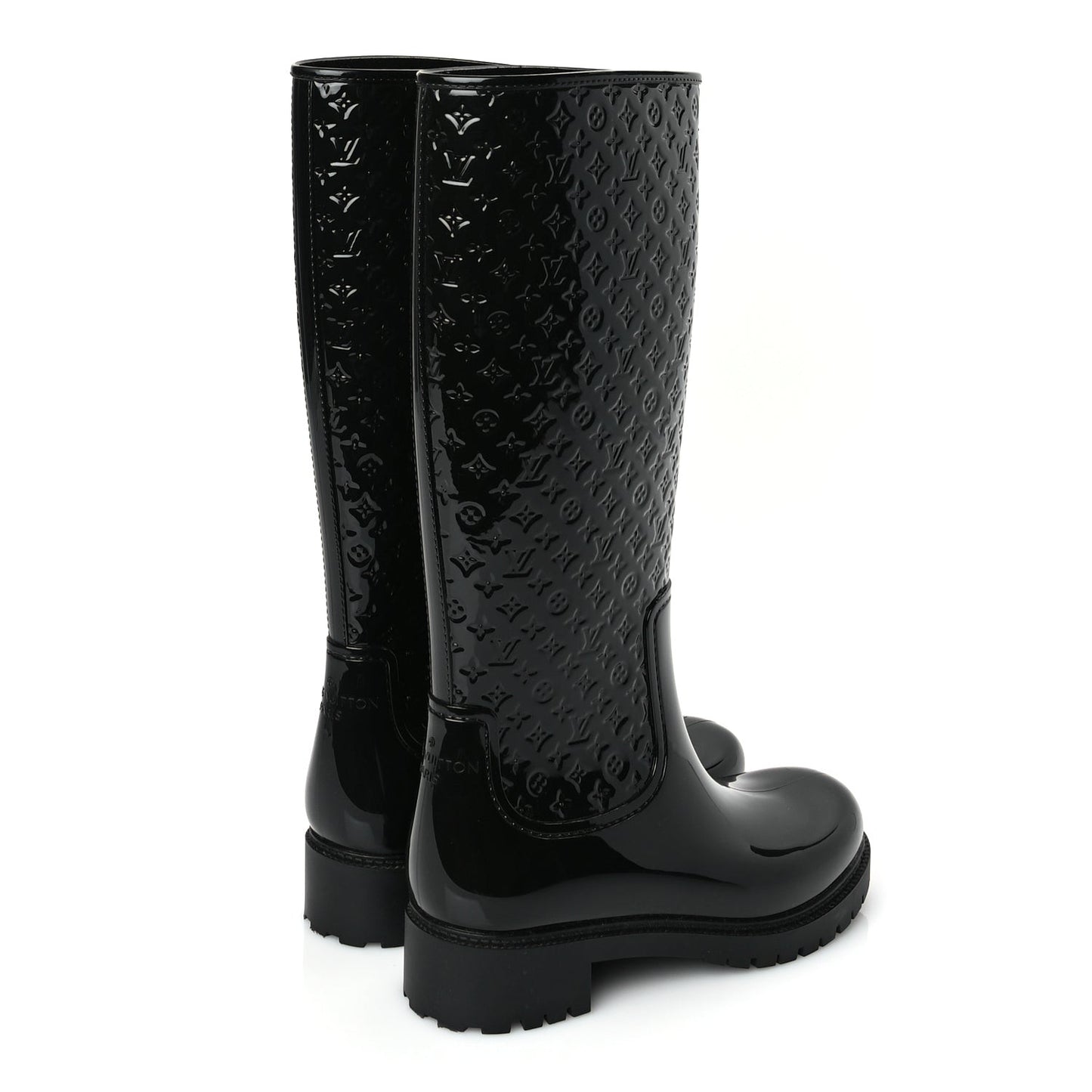 Rubber Embossed Monogram Splash Rain Boots 38 Black Monogram