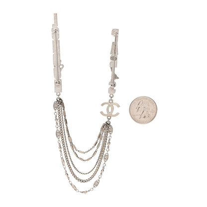 Chanel Crystal CC London Paris Multi Strand Chain Brooch Silver 2 of 3