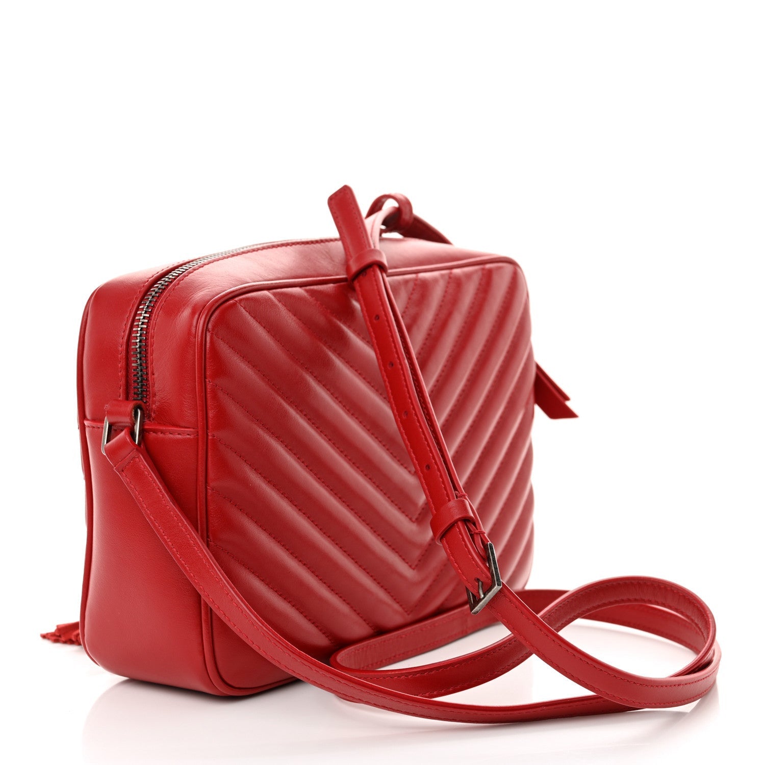 Saint Laurent Calfskin Matelasse Monogram Lou Camera Bag Red 3 of 7
