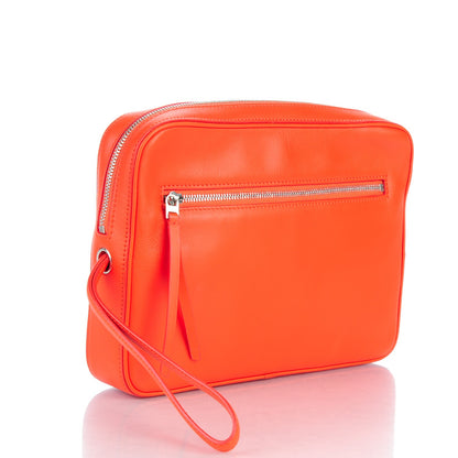 Celine Nappa Side Lock Dragonne Clutch Bright Orange 3 of 7