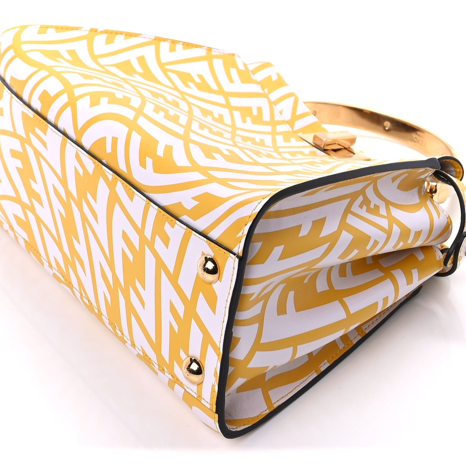 Fendi X SARAH COLEMAN Vitello Liberty Shiny Nappa Plexiglass FF Vertigo Mini Peekaboo Iconic Satchel  Mimosa White 9 of 9