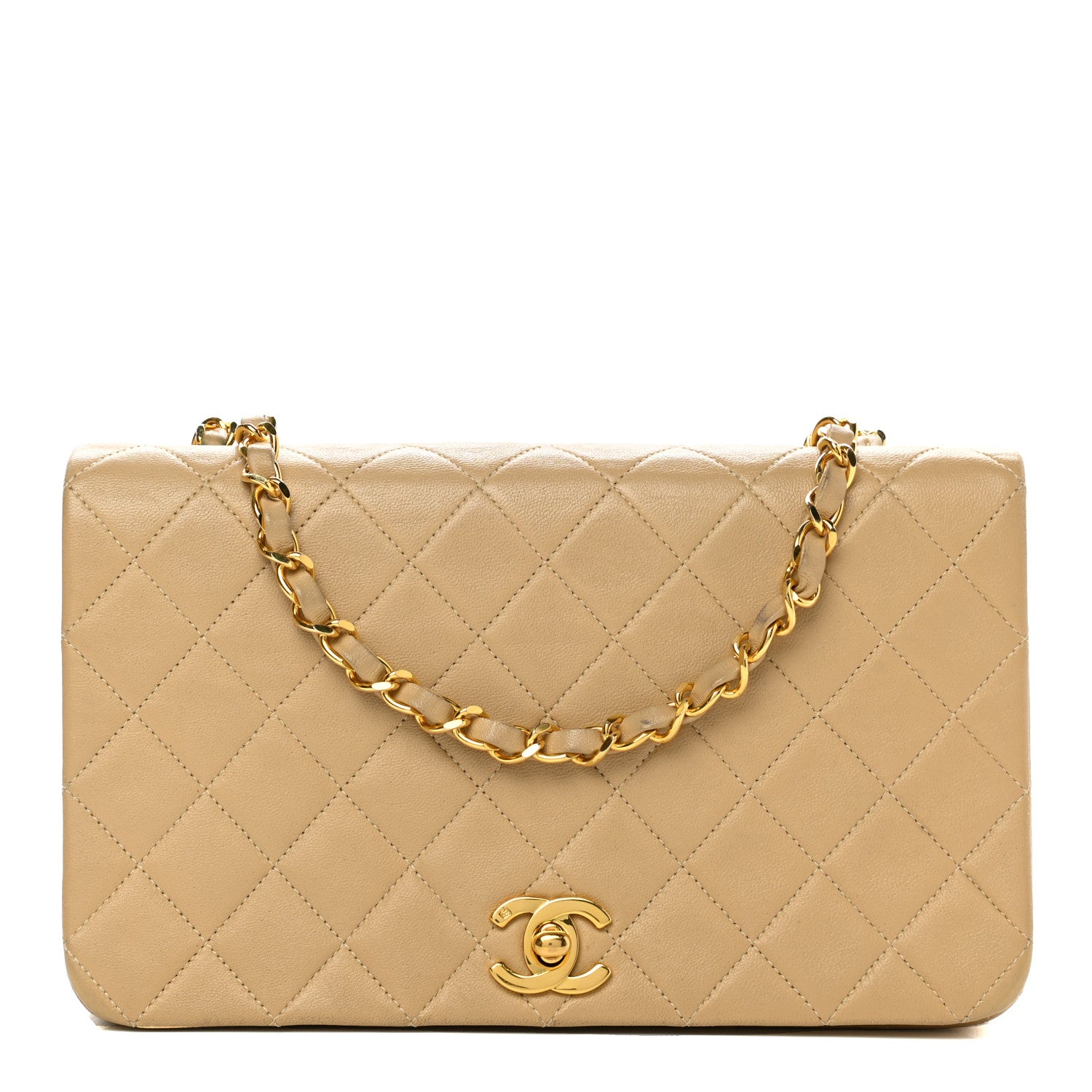 Chanel Lambskin Quilted Small Single Flap Beige 1 of 11