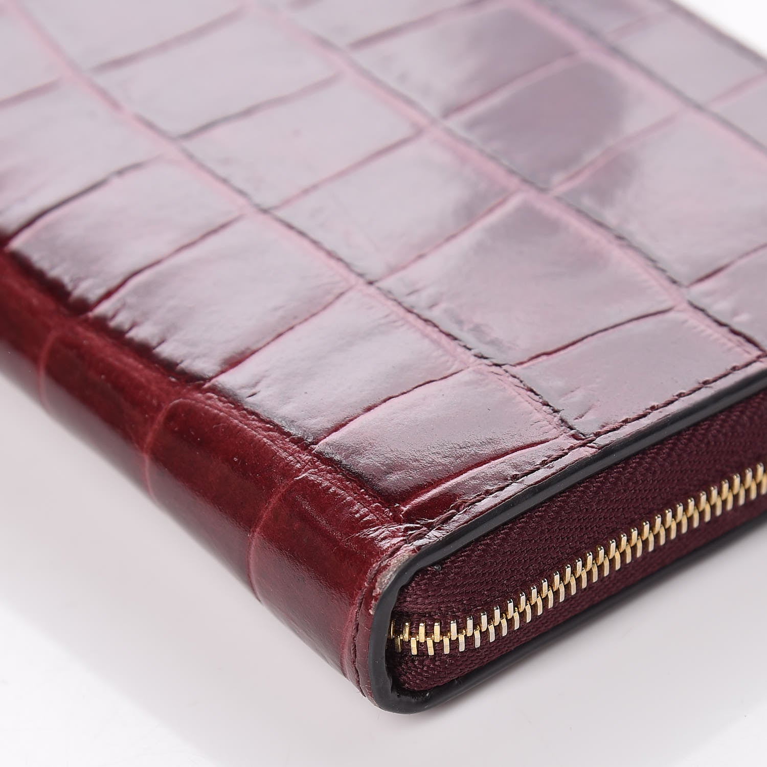 Mulberry Crocodile Embossed Zip Around Wallet Burgundy 10 of 12