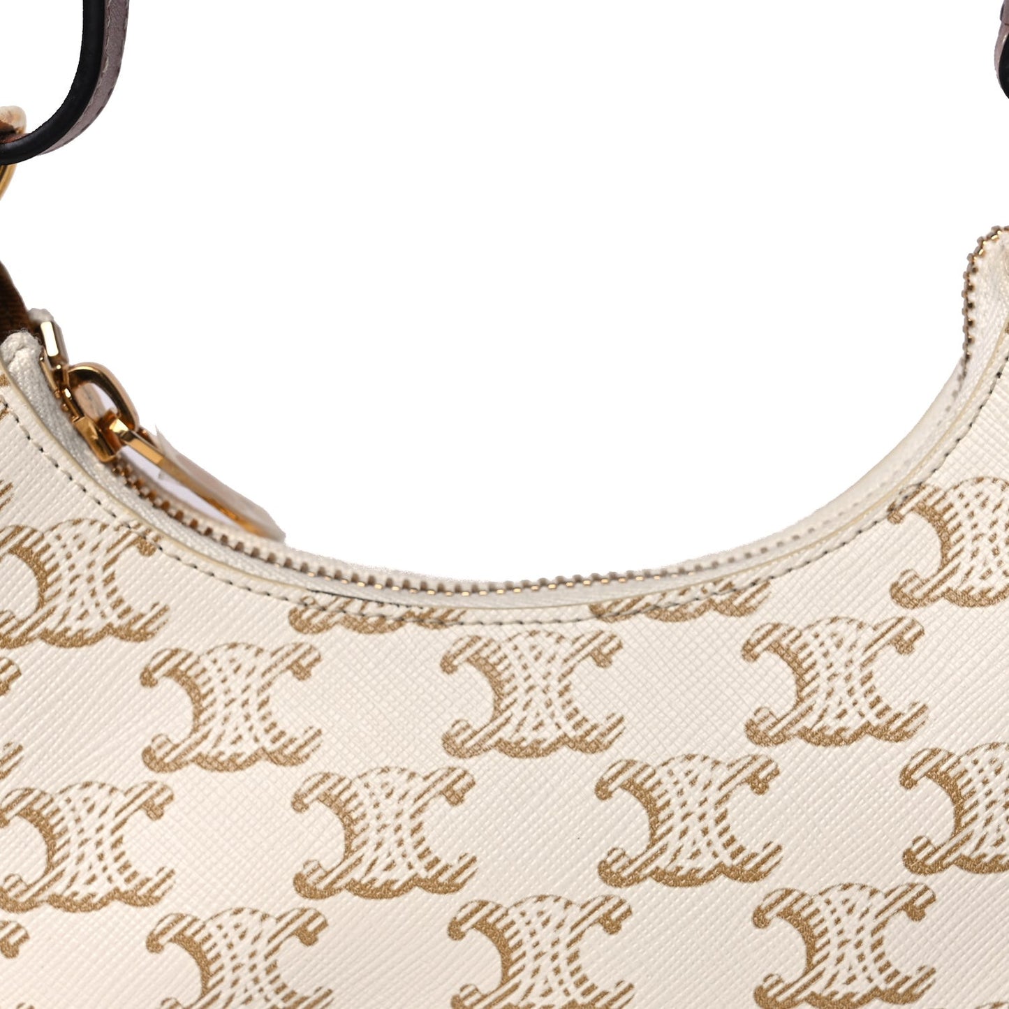 Canvas Calfskin Mini Ava Triomphe Shoulder Bag White