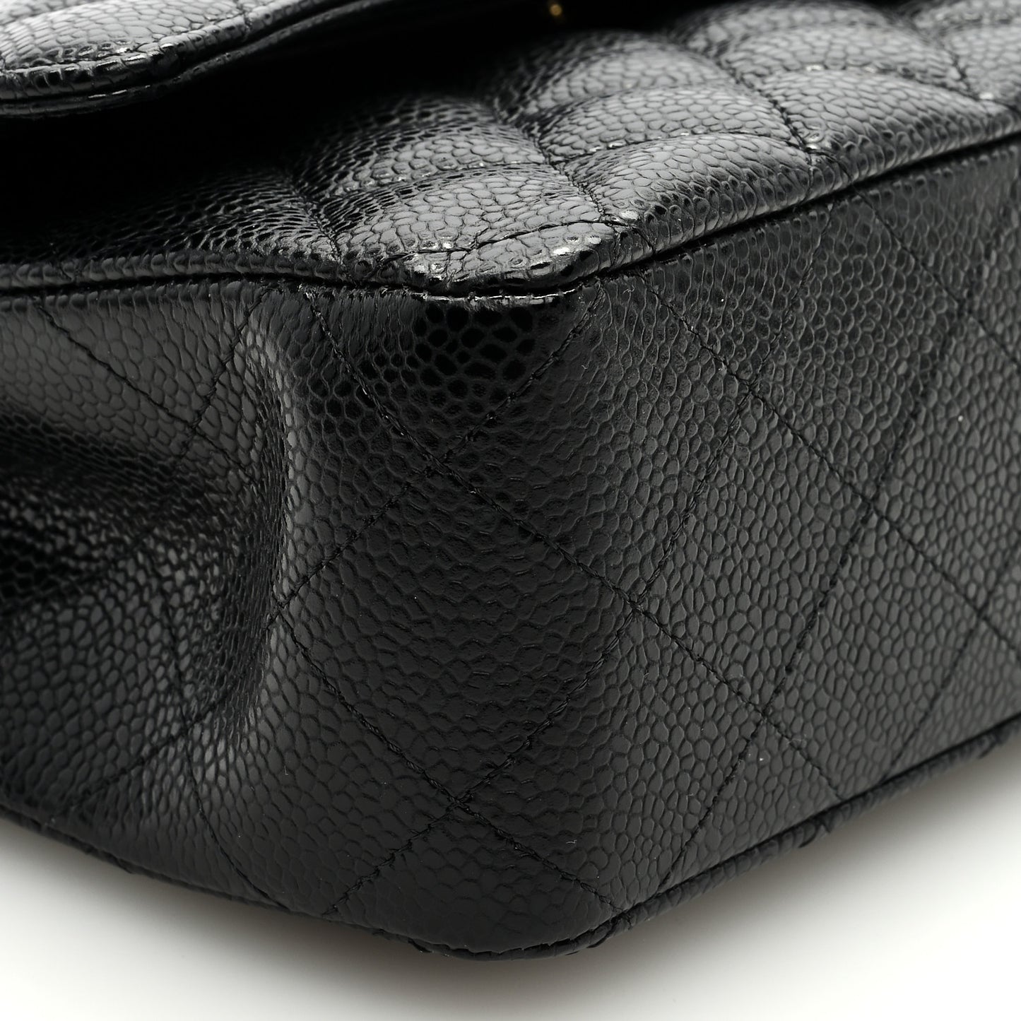 Caviar Quilted Medium Double Flap Black