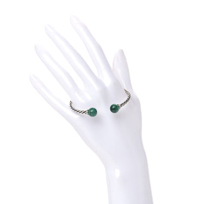 David Yurman Sterling Silver Diamond Malachite 9mm Solari Bracelet 2 of 5
