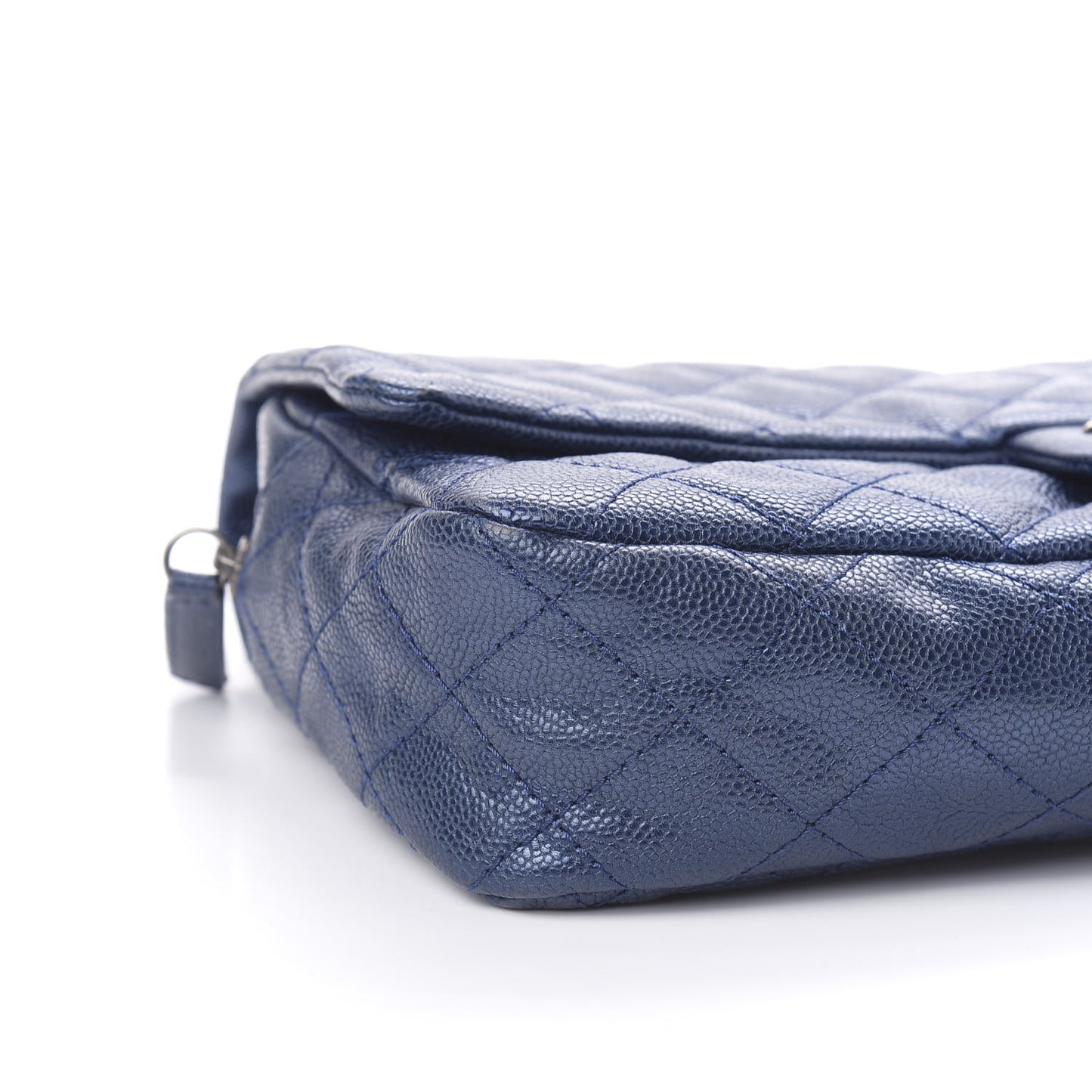 Iridescent Caviar Quilted Large Chic Flap Blue