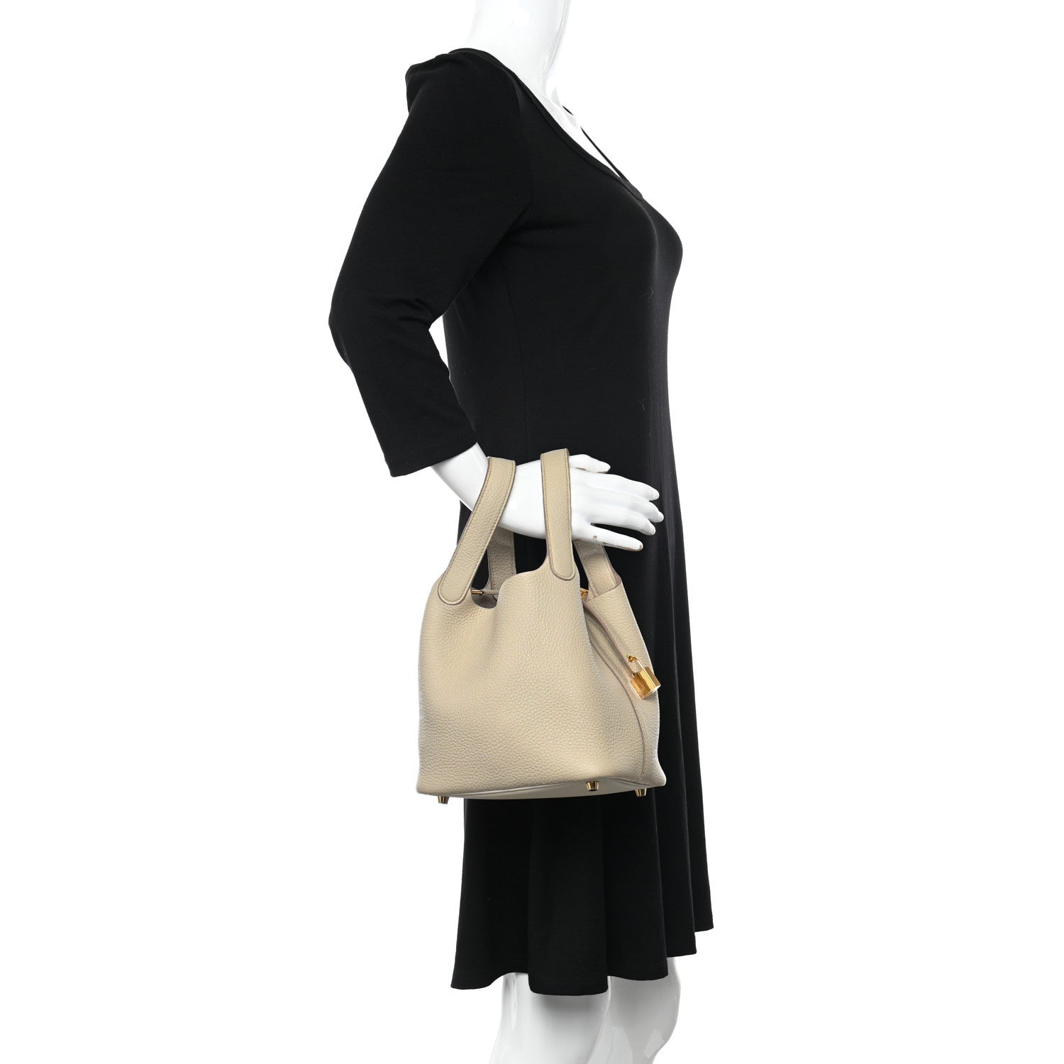 Hermes Taurillon Clemence Picotin Lock 18 PM Beton 2 of 11