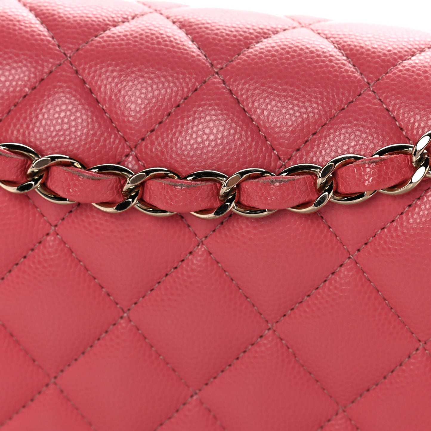 Caviar Quilted Medium Double Flap Pink