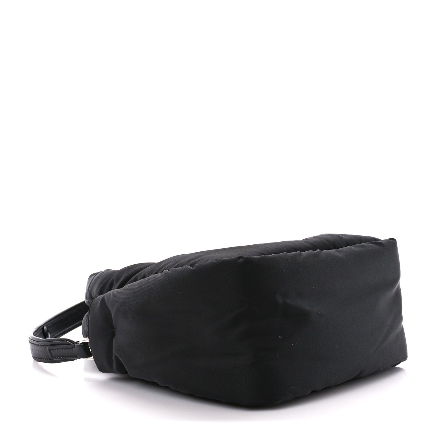 Re-Nylon Soft Padded Small Double Handled Shoulder Bag Black