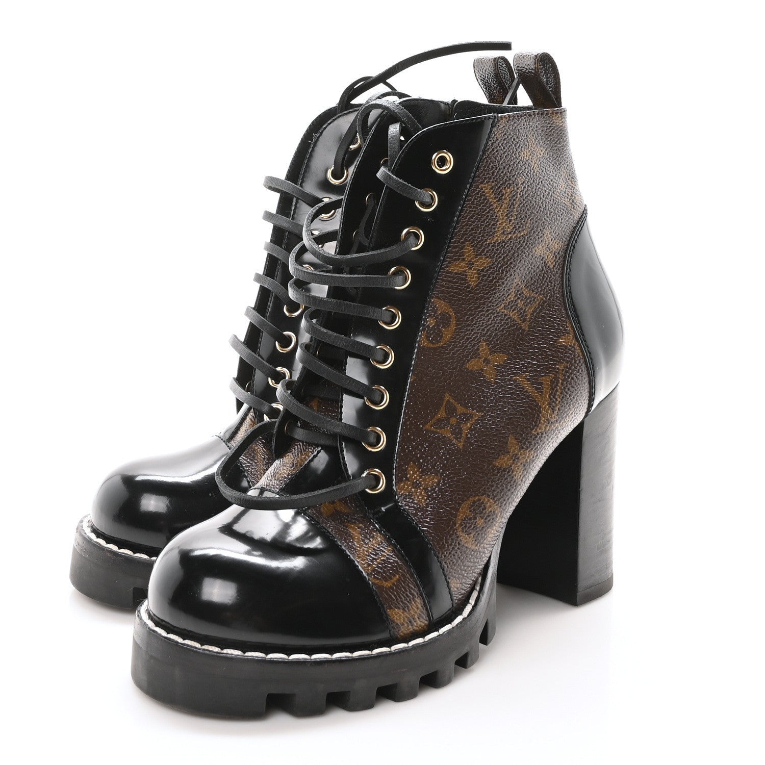 Louis Vuitton Patent Calfskin Monogram Star Trail Ankle Boots Black 4 of 7