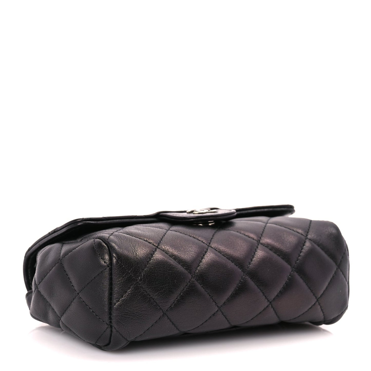Lambskin Quilted Flap Cosmetic Case Black
